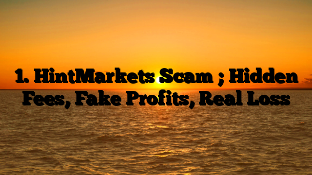 1. HintMarkets Scam ; Hidden Fees, Fake Profits, Real Loss