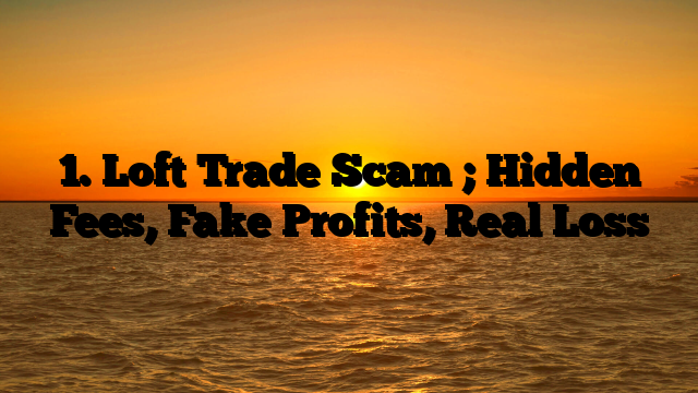 1. Loft Trade Scam ; Hidden Fees, Fake Profits, Real Loss