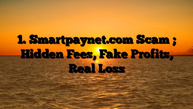 1. Smartpaynet.com Scam ; Hidden Fees, Fake Profits, Real Loss