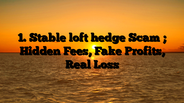1. Stable loft hedge Scam ; Hidden Fees, Fake Profits, Real Loss