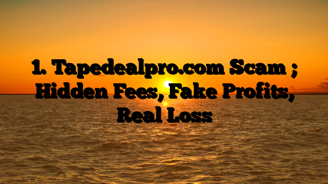 1. Tapedealpro.com  Scam ; Hidden Fees, Fake Profits, Real Loss