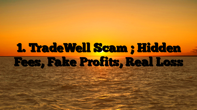 1. TradeWell Scam ; Hidden Fees, Fake Profits, Real Loss