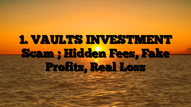 1. VAULTS INVESTMENT Scam ; Hidden Fees, Fake Profits, Real Loss