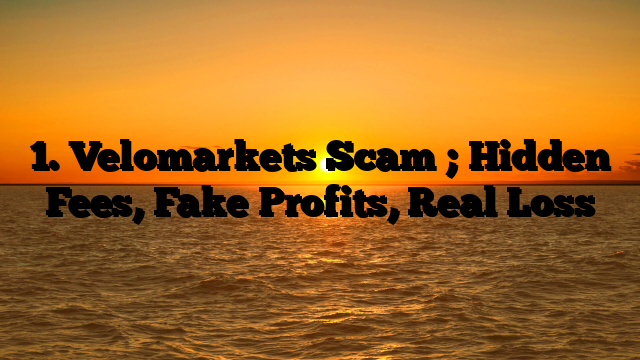 1. Velomarkets Scam ; Hidden Fees, Fake Profits, Real Loss