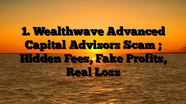 1. Wealthwave Advanced Capital Advisors Scam ; Hidden Fees, Fake Profits, Real Loss