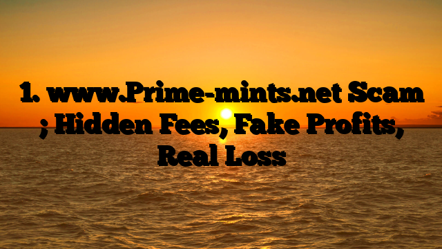 1. www.Prime-mints.net Scam ; Hidden Fees, Fake Profits, Real Loss