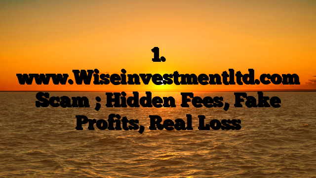 1. www.Wiseinvestmentltd.com Scam ; Hidden Fees, Fake Profits, Real Loss