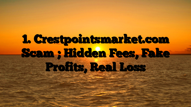 1. Crestpointsmarket.com Scam ; Hidden Fees, Fake Profits, Real Loss