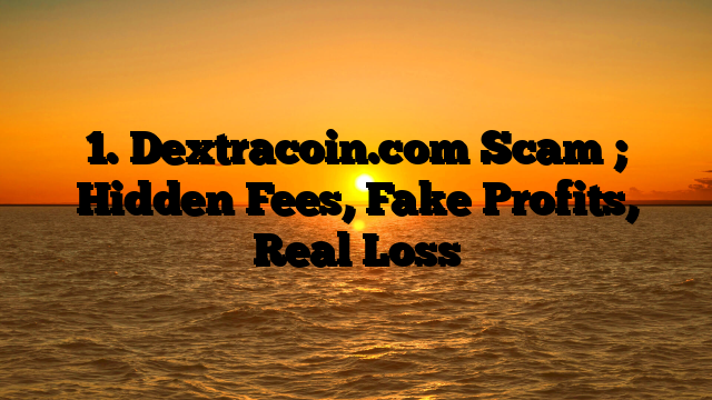 1. Dextracoin.com Scam ; Hidden Fees, Fake Profits, Real Loss