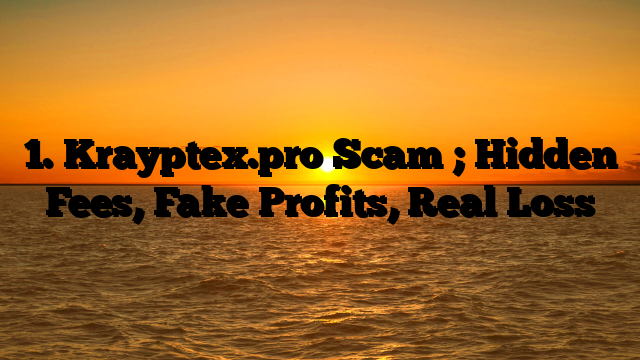 1. Krayptex.pro Scam ; Hidden Fees, Fake Profits, Real Loss