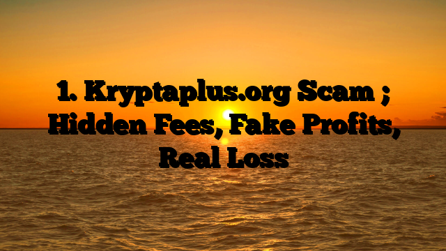 1. Kryptaplus.org Scam ; Hidden Fees, Fake Profits, Real Loss