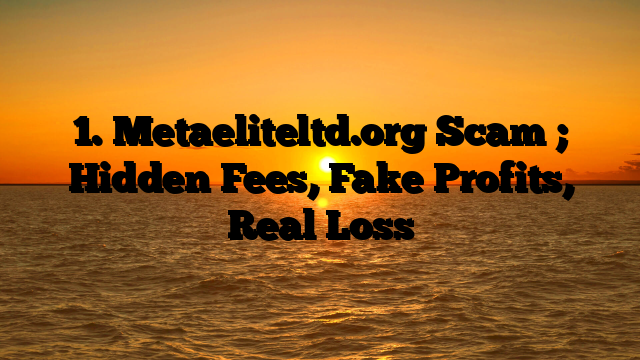 1. Metaeliteltd.org Scam ; Hidden Fees, Fake Profits, Real Loss