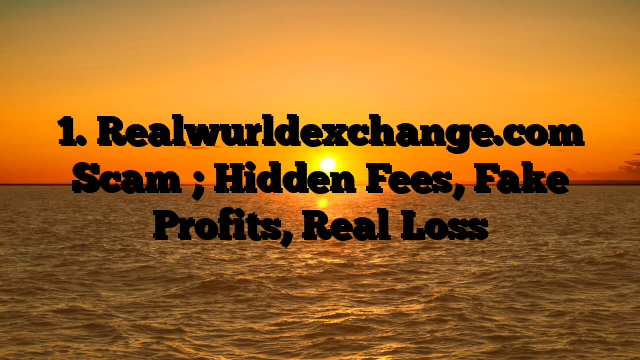 1. Realwurldexchange.com Scam ; Hidden Fees, Fake Profits, Real Loss